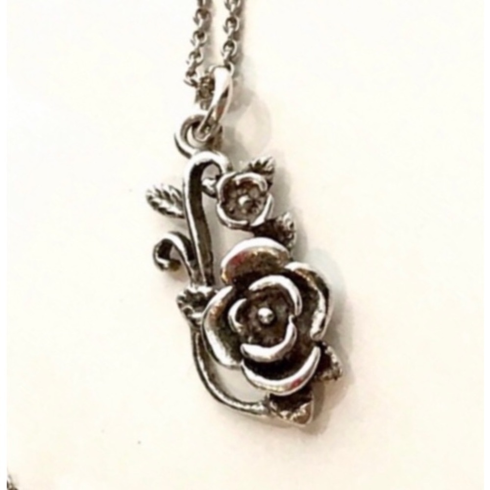 Rose pendant necklace sterling silver